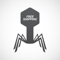 Fototapeta premium Isolated virus with the text FREE SHIPPING