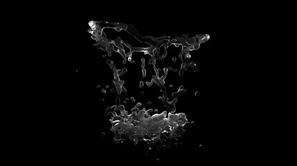 Isolated splash on a black background. 3d illustration 3d render