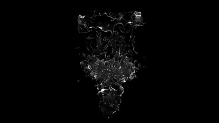 Isolated splash on a black background. 3d illustration 3d render