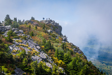 Rocky summit and fog, at Grandfather Mountain, North Carolina.