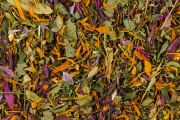 Dried herbal tea leaves