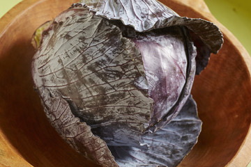 A whole head of red cabbage