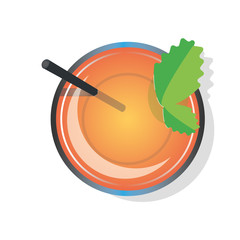 Cocktail Tea Drink From Above Vector Illustration Isolated On The White Background