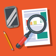 Business Analysis Symbol Magnifying Glass Finance Infographic Vector Illustration Isolated Material Design