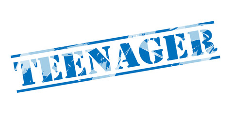 teenager blue stamp on white background