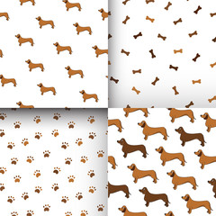 Awesome set of seamless patterns with cute cartoon dogs? bones a