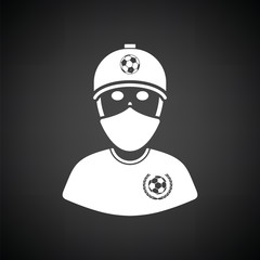 Football fan with covered  face by scarf icon
