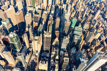 Aerial view of Times Square New York CIty at sunset