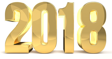2018 golden isolated 3d render