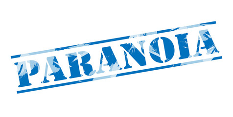 paranoia blue stamp on white background
