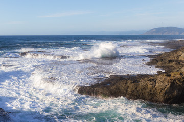 rocky shoreline in the coast of California