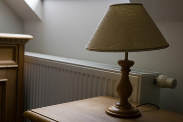 Bedside lamp in room. Czech Republic
