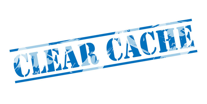 clear cache blue stamp on white background