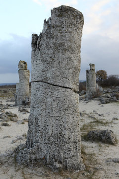 Rock formation at the 50 million year old Stone Forest (Pobiti Kamani), protected national monument, in Varna Province, Bulgaria