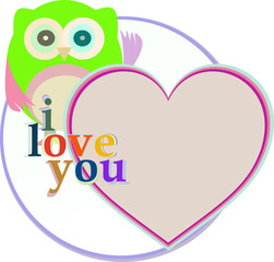Cute funny owl with love heart.