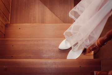 white shoes and wedding dress background