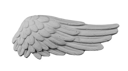 White plaster wings on isolated white background
