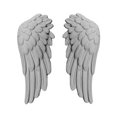 White plaster wings on isolated white background