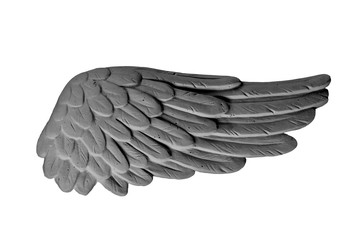 dark plaster wings on isolated white background