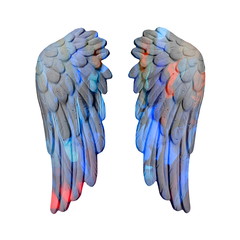 colored plaster wings isolated on white background