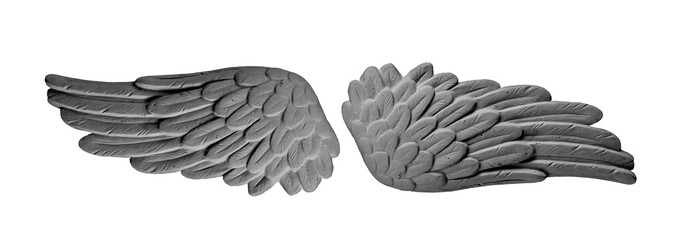 dark plaster wings on isolated white background
