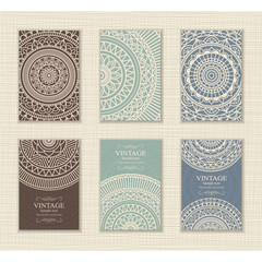 Set of Wedding Invitation arabic, mandala, blue, green and brown.