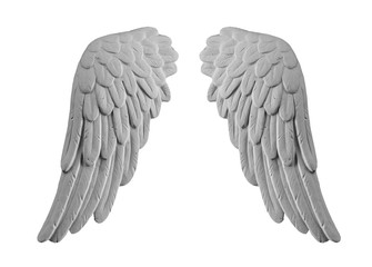 White plaster wings on isolated white background