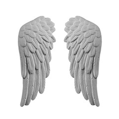 White plaster wings on isolated white background