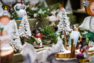 Traditional Christmas market with handmade souvenirs