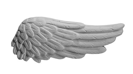 White plaster wings on isolated white background