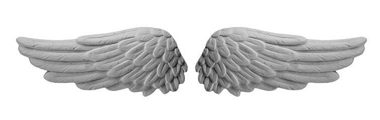 White plaster wings on isolated white background