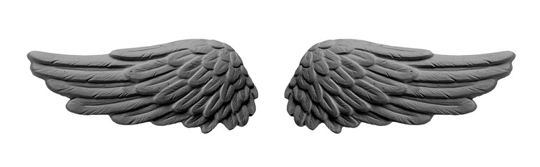dark plaster wings on isolated white background