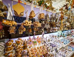 Traditional Christmas market with handmade souvenirs