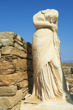 Statue of Cleopatra, House of Cleopatra, Quarter of the Theatre, archaeological site, Delos, Cyclades Islands, Greek Islands, Greece