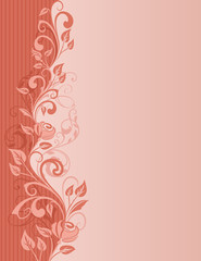 Abstract rose border vertical greeting card with copy space.