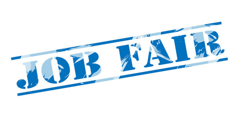 job fair blue stamp on white background