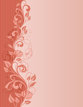 Abstract rose border vertical greeting card with copy space.