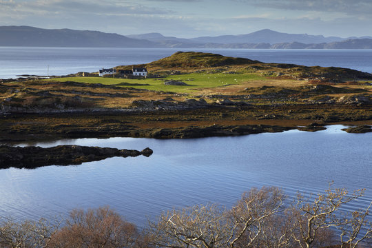A view of Ardban on the Applecross peninsula and beyond the Isle of Skye, Ardban, Ross and Cromarty, Scotland