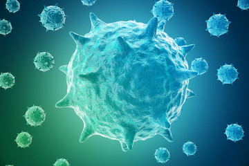 Naklejka premium 3d rendering viruses in infected organism, viral disease epidemic, virus abstract background.