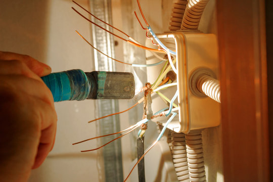 Welding electrical wires in junction box