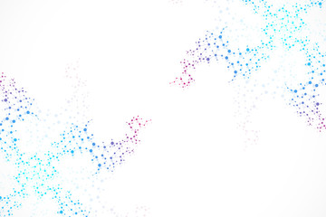 Structure molecule and communication. Dna, atom, neurons. Scientific concept for your design. Connected lines with dots. Medical, technology, chemistry, science background. Vector illustration.
