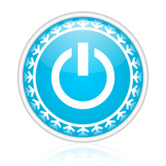 Christmas design blue round power vector icon.