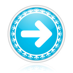 Christmas design blue round right arrow vector icon.