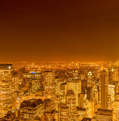 View of New York Manhattan during sunset hours