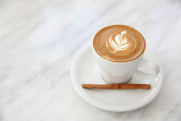 cappuccino coffee on wood background