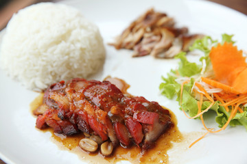 Chinese food Barbecued pork with rice