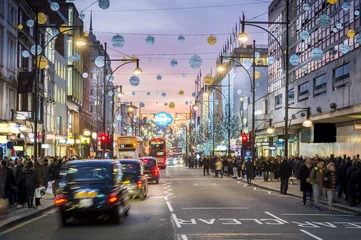 Foto op Plexiglas Stadsgebouw Londen Oxford Street, eerste kerstdag