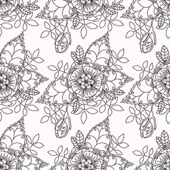 seamless pattern with leaves and flowers