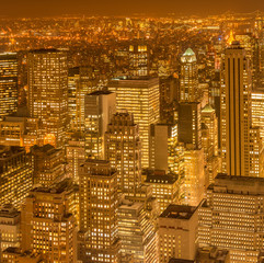 Obraz premium View of New York Manhattan during sunset hours