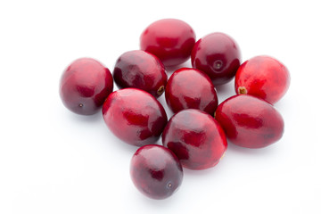Cranberries top view. Red, ripe cranberries macro view.
